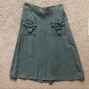 Green Tea Length Skirt //Hidden Alley